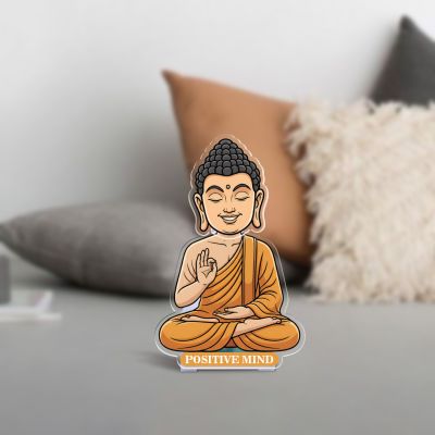 (Positive Mind) Buddha Bobblehead Caricature Solar Powered Moving Head for Living Room Car Dashboard Home Decor Office Desk & Yoga Room Motivational Desk Decor Positive Vibes
